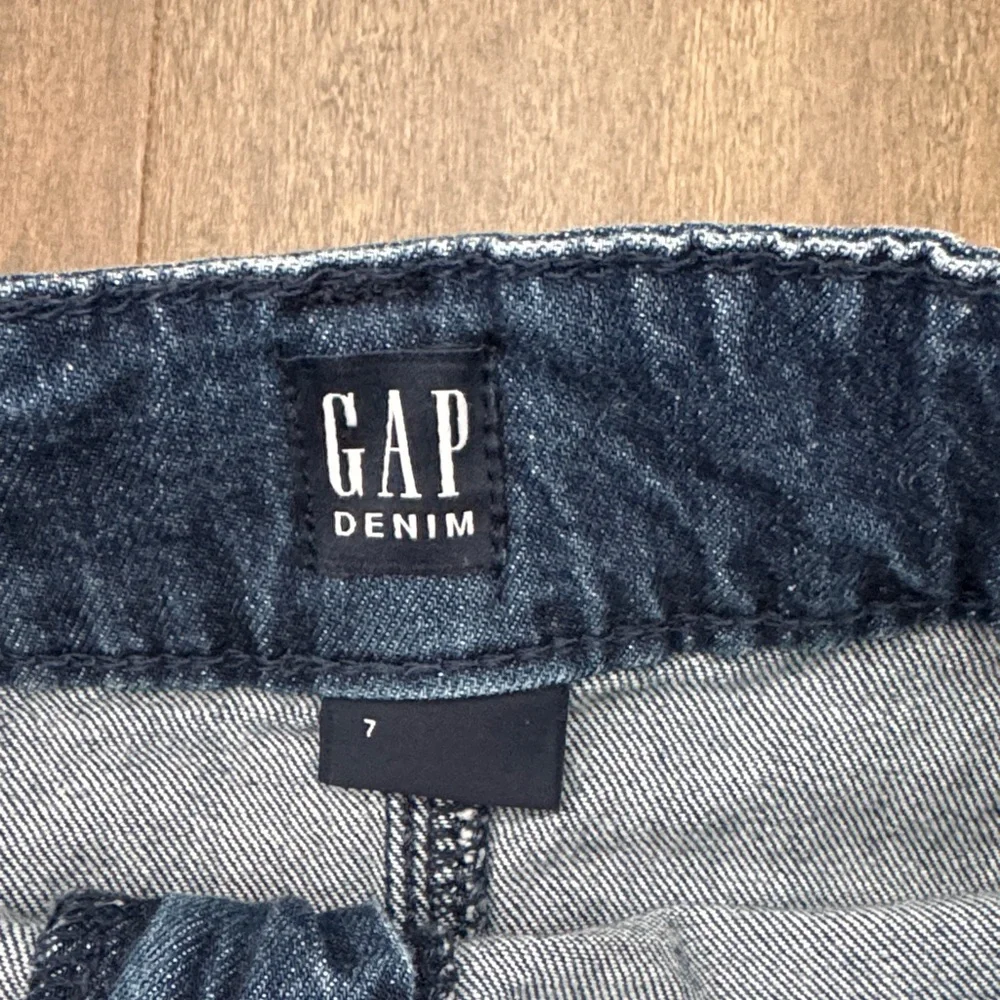 Gap Kids Denim Cargo Pleated Mini Skirt Size 7 Dark Wash Y2K